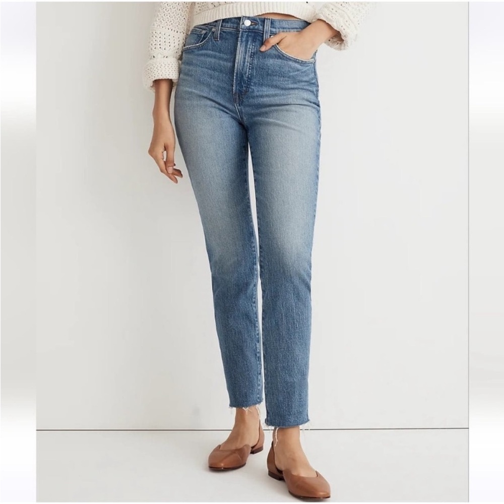 Madewell "The Perfect Vintage Jean" medium wash frayed hem womens size 27